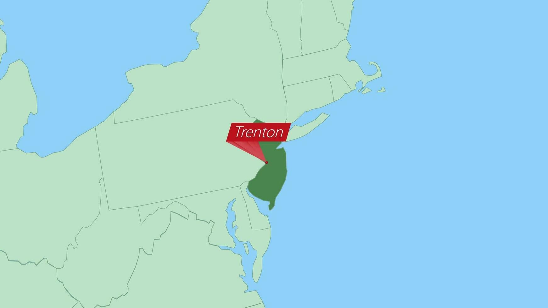 Map of New Jersey with pin of country capital. vector