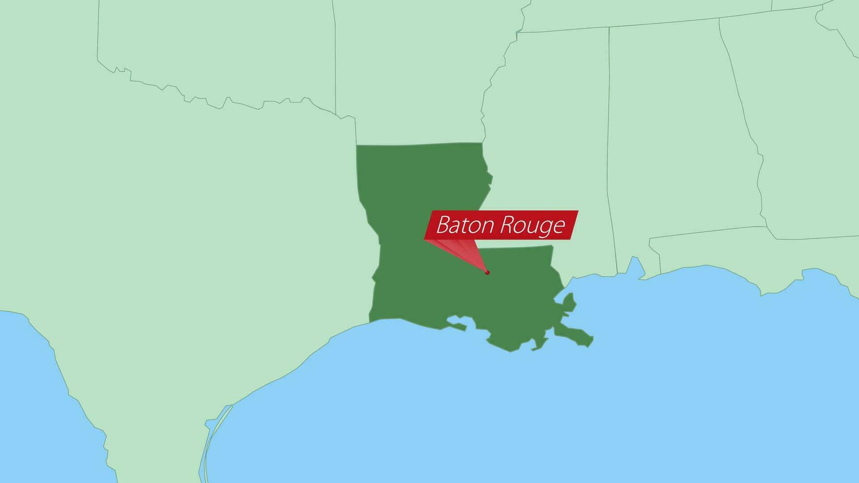 Map of Louisiana with pin of country capital. vector