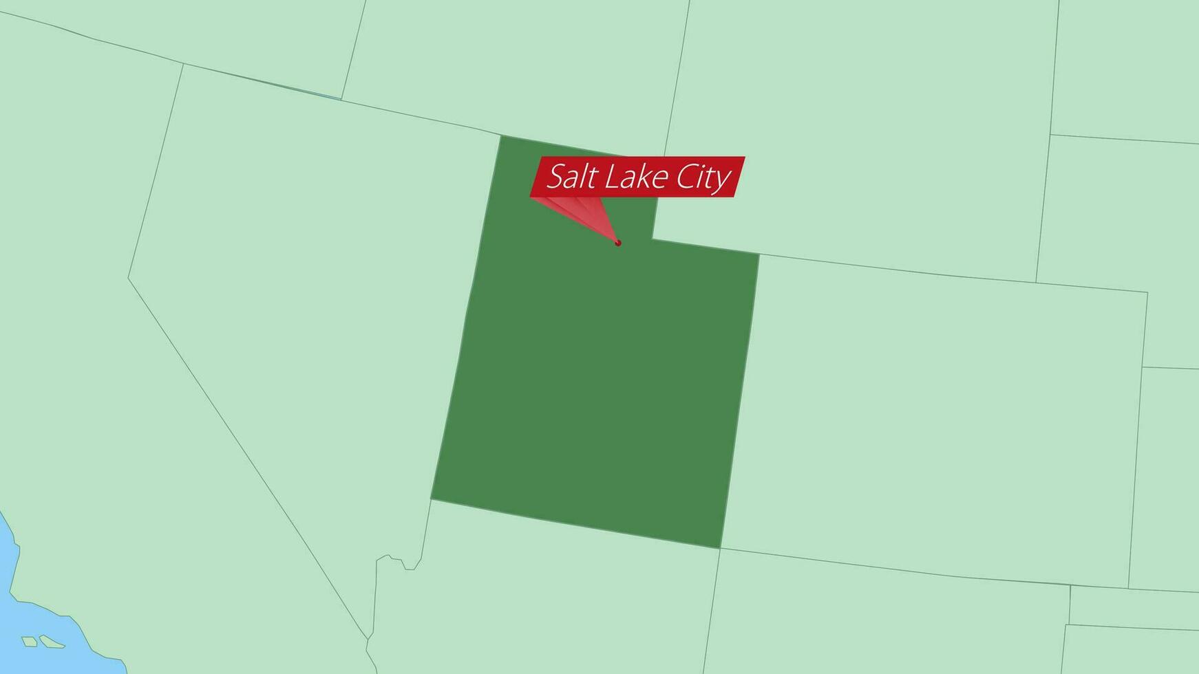 mapa de Utah con alfiler de país capital. vector