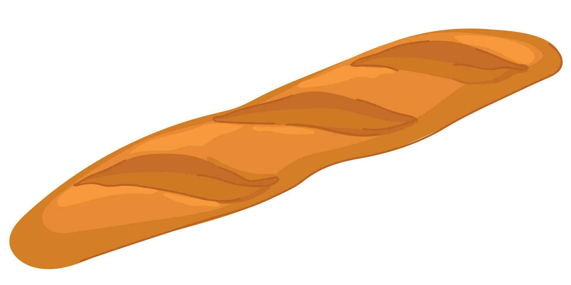 Traditional french bread. Flat style vector illustration of baguette bread. Image for a bakery, bakery, shop.