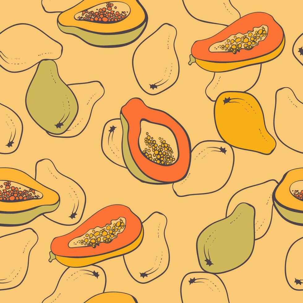 Vector fruits pattern of Papaya