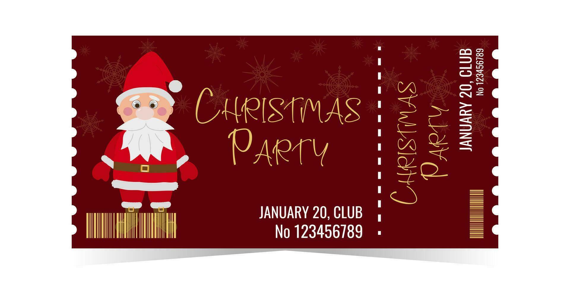 Christmas Party Ticket layout template card design vector
