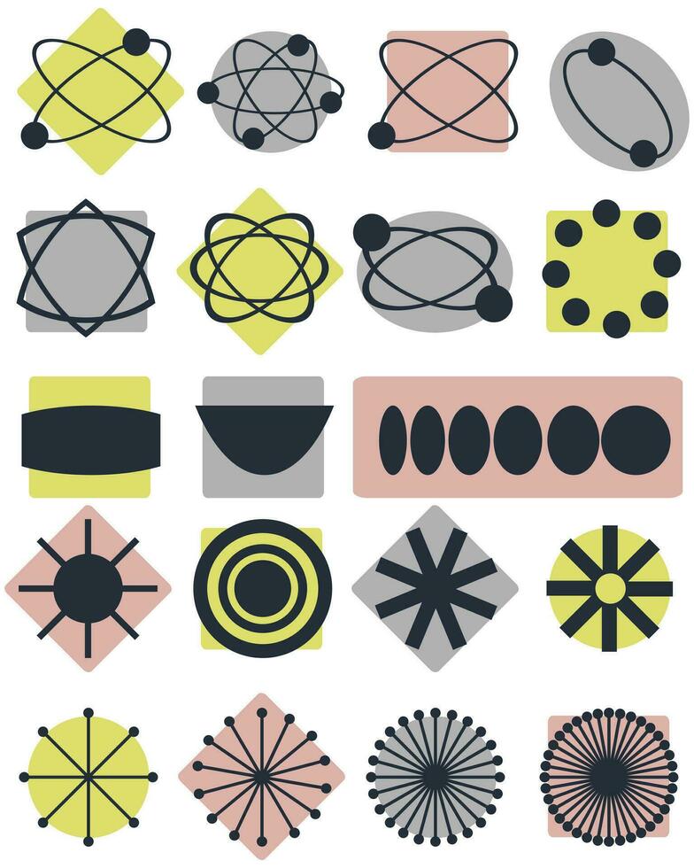 Trendy geometric postmodern primitive poster. Retro Mid-Century design collection. Abstract vector illustration.