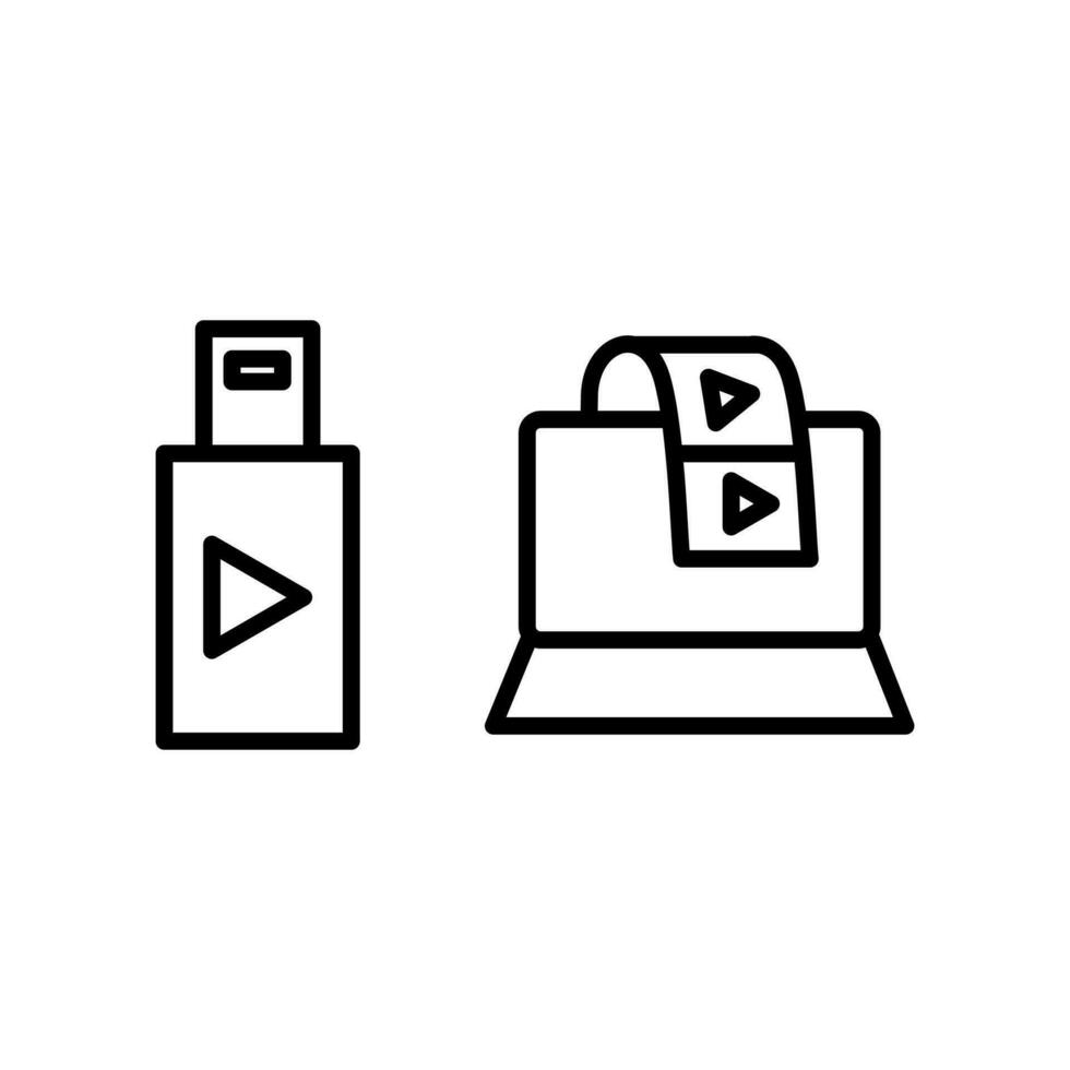 icono conjunto dispositivo computadora portátil, destello disco, vídeo jugador. aislado en blanco antecedentes. vector