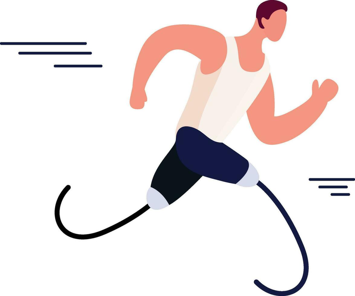 paralímpico atleta corriendo con corriendo cuchillas plano estilo vector ilustración, paraca olímpico corredor con corriendo cuchillas valores vector imagen