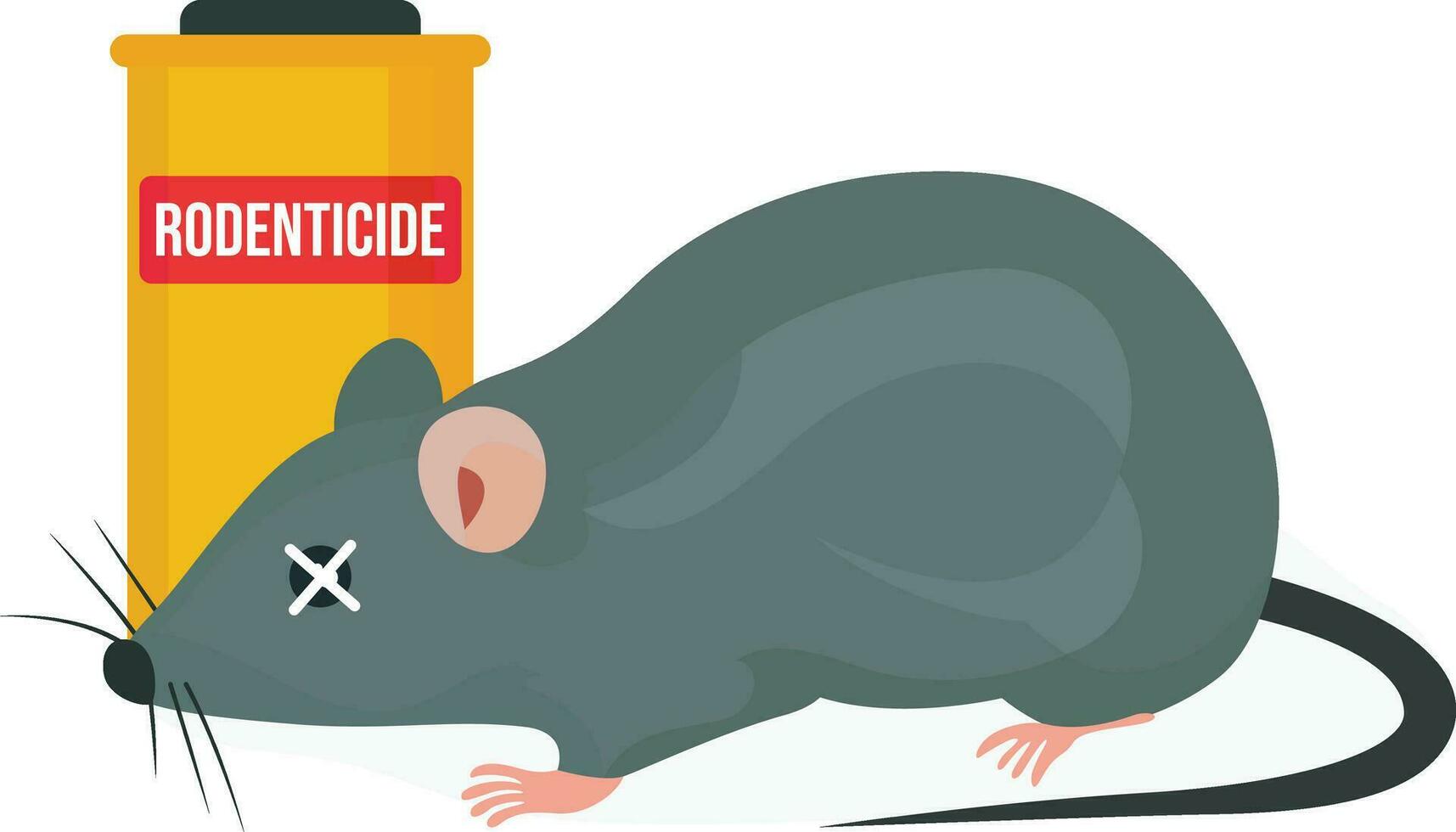 Rodenticide flat style vector illustration, rats, mice, and other rodent pests control substance, rat with rodenticide stock vector image