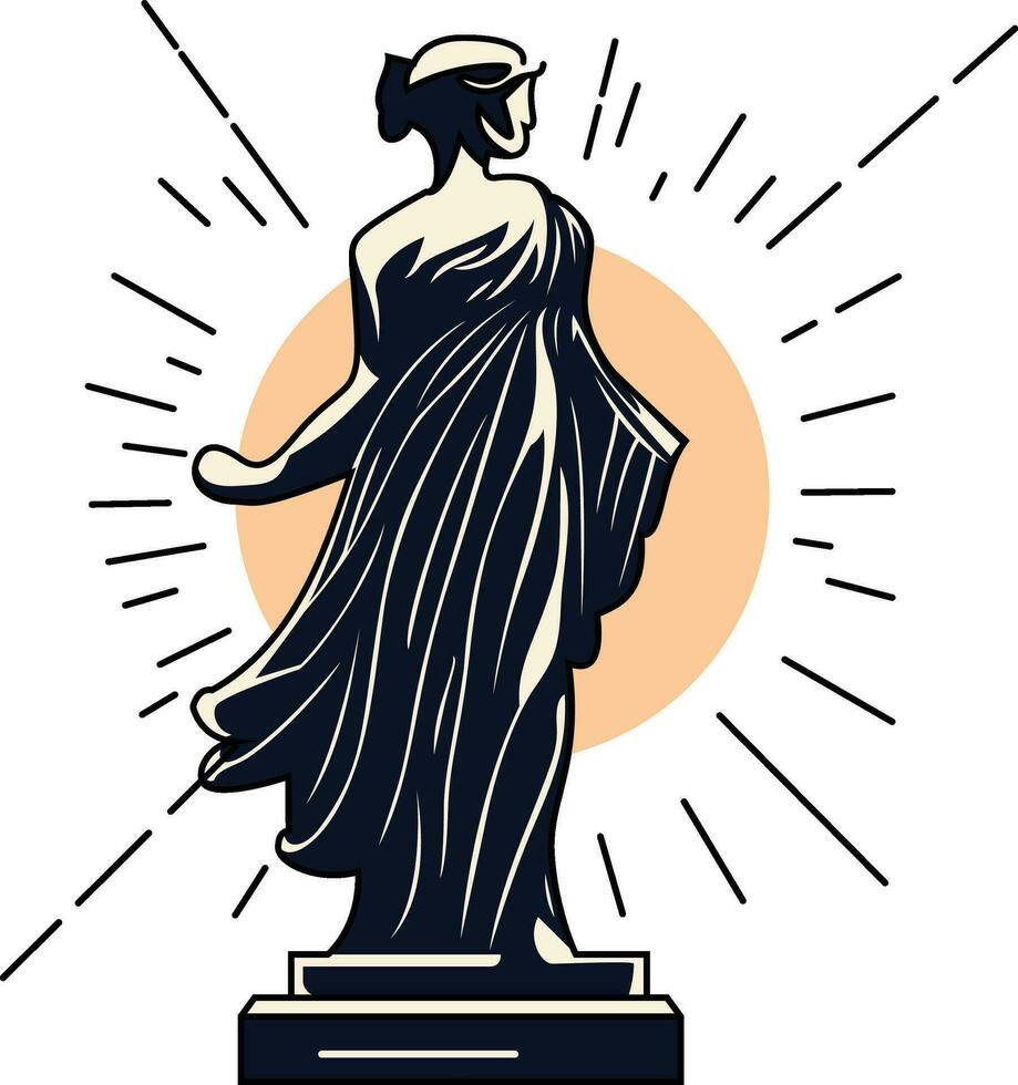 Greek statue concept vector illustration, Lady Greek statue, Female Greek statue with the base stock vector image