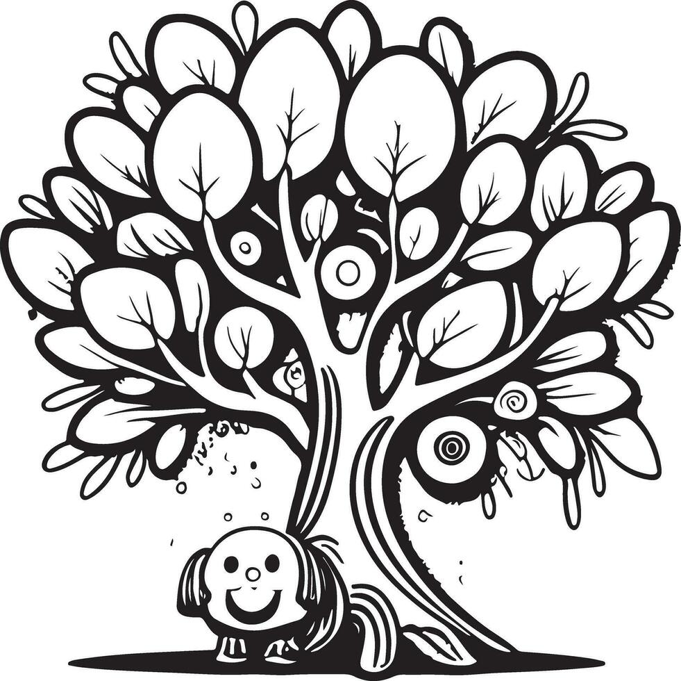 Trees cartoon coloring page illustration vector. For kids coloring book. vector