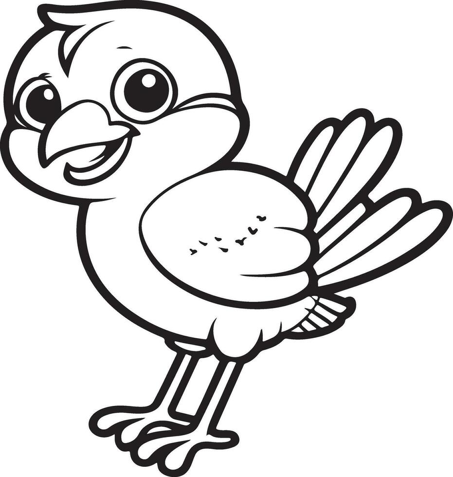 linda pájaro en negro y blanco para colorante libro. linda pájaro. vector