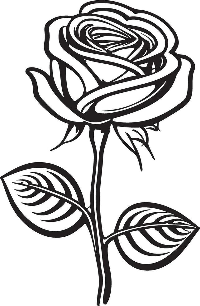 Rosa flor clipart negro blanco imágenes mano dibujado rosas. bosquejo Rosa flores con hojas vector