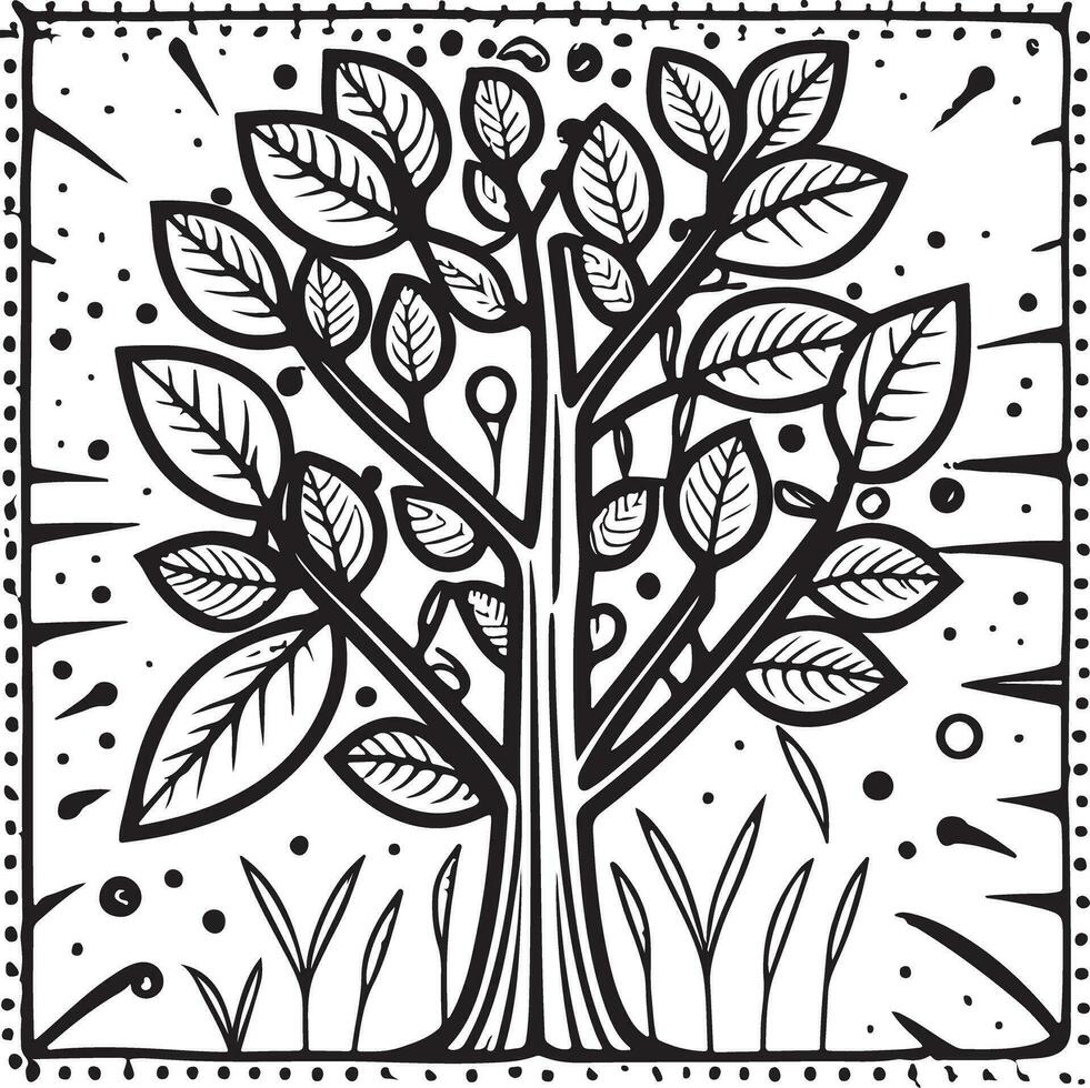 Trees cartoon coloring page illustration vector. For kids coloring book. vector