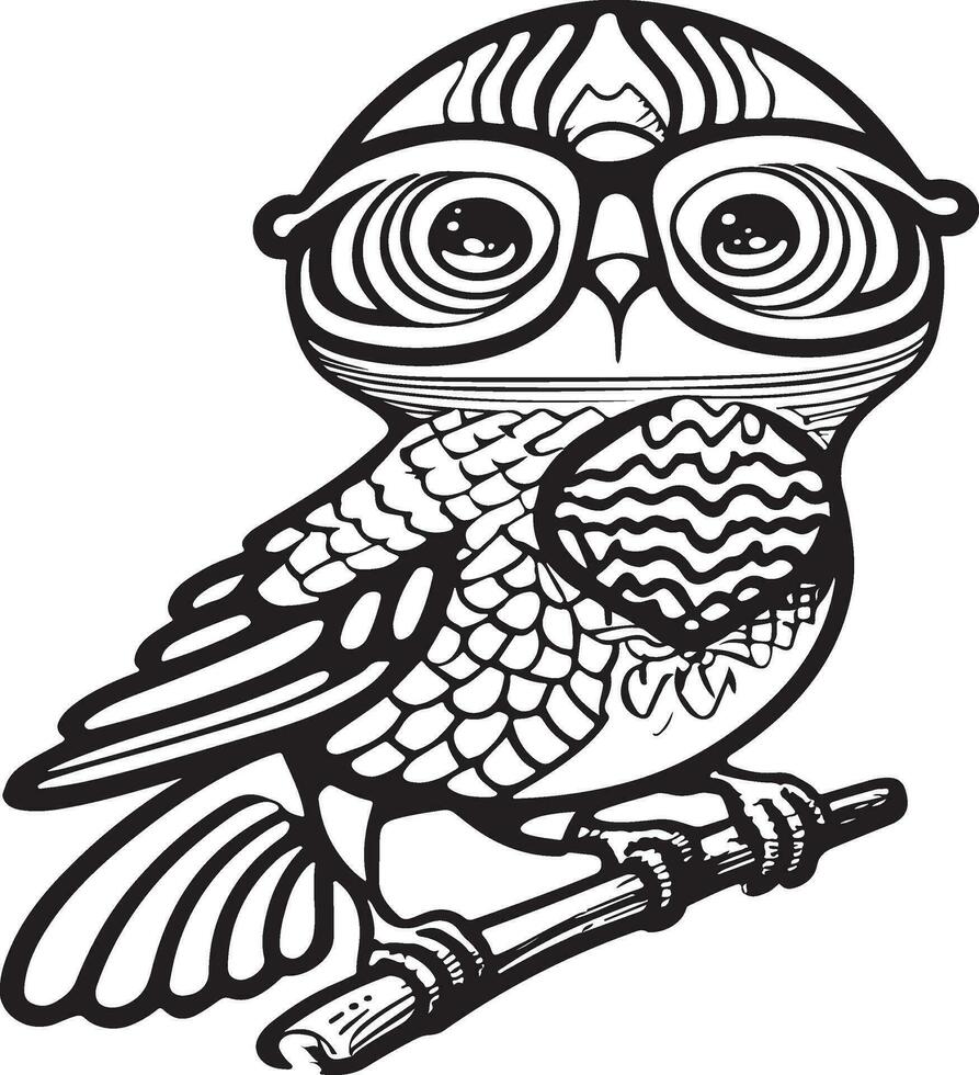 Cute Bird in black and white for coloring book. Cute bird. vector