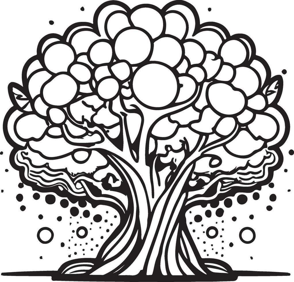 Trees cartoon coloring page illustration vector. For kids coloring book. vector