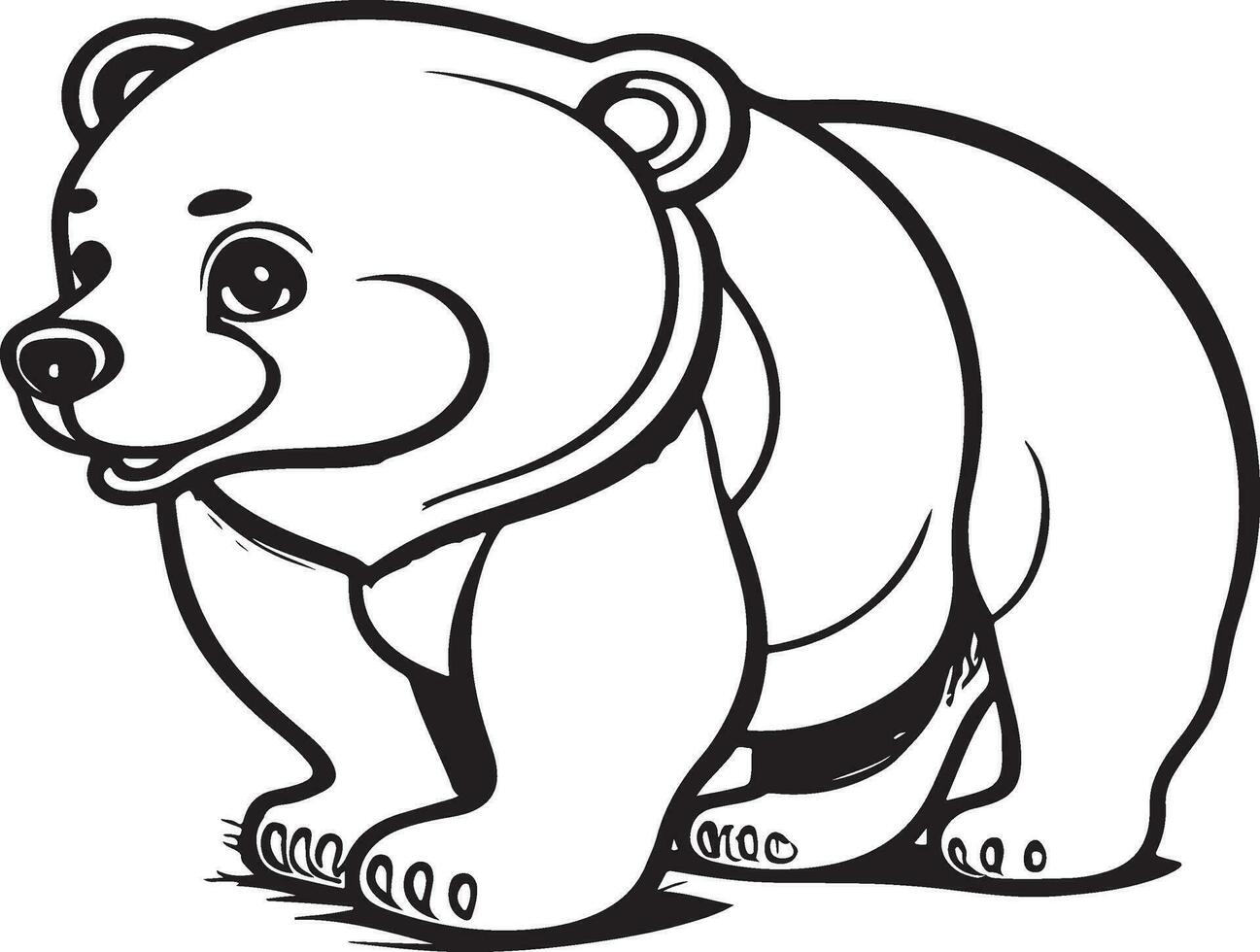 Cute Bear Coloring Pages, Kids Coloring Book, Bear Vector Character Illustration