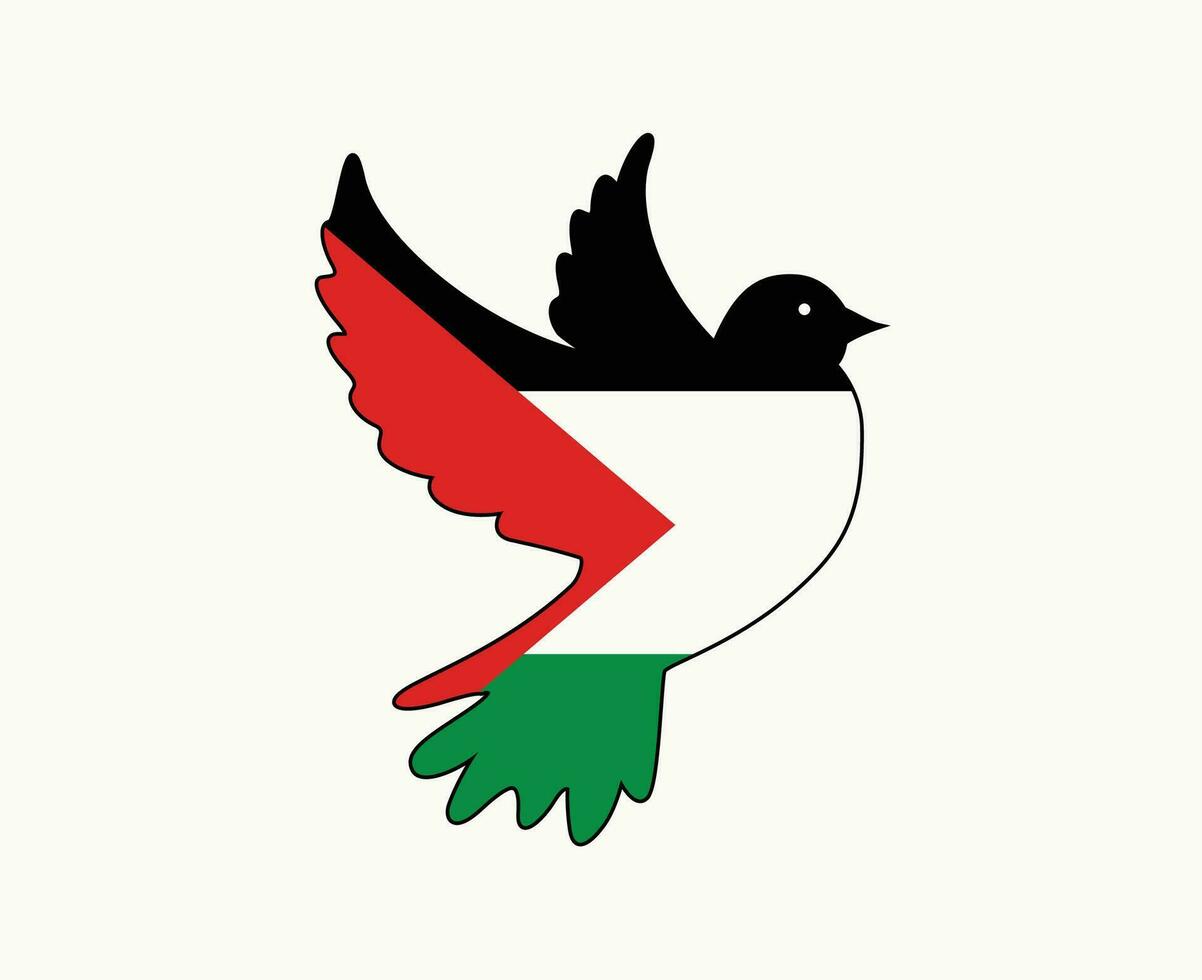 Palestine Flag dove of peace Emblem Symbol Abstract Middle East country Vector illustration Design