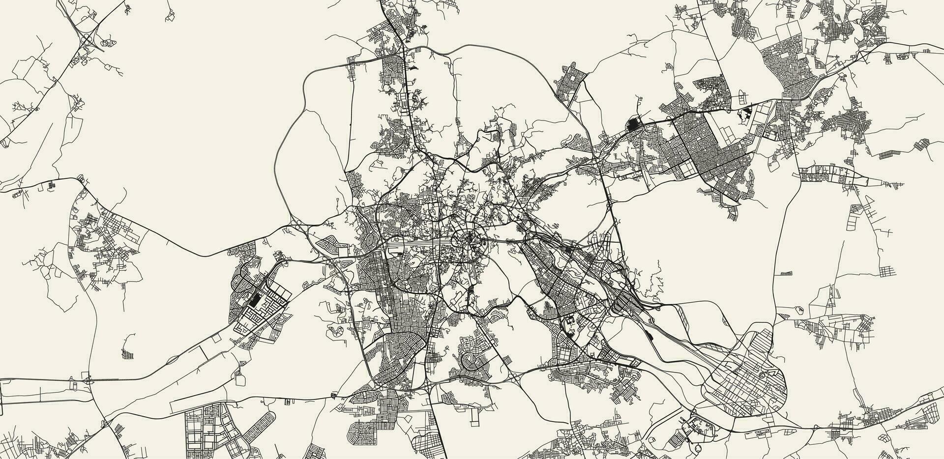 Detailed vector map of Makkah, Saudi Arabia.