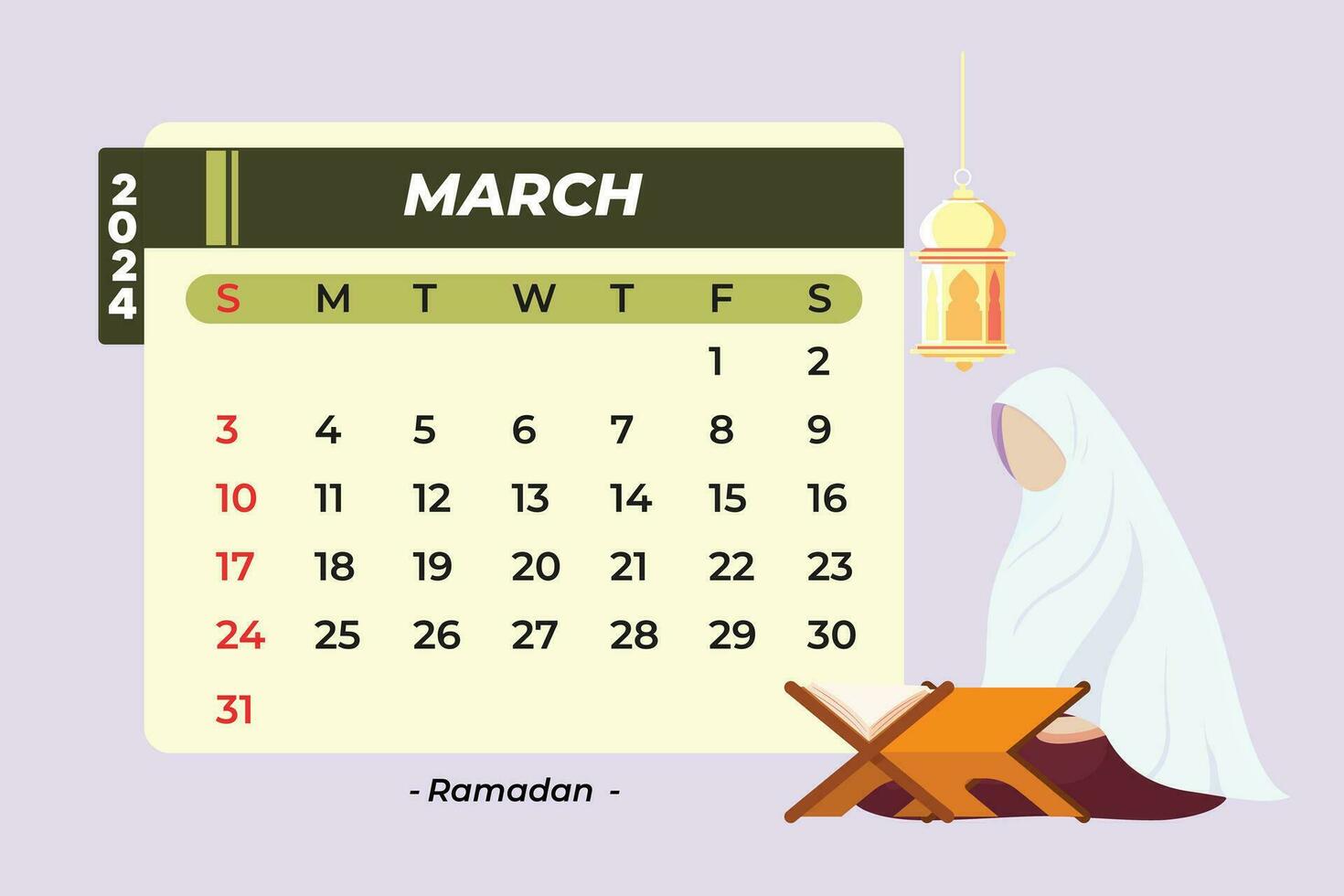 Monthly calendar template for 2024 year. Calendar concept. Colored flat vector illustration isolated.