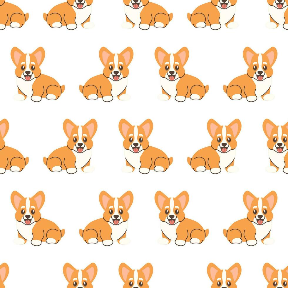 sin costura corgi perro patrón, linda linart vector