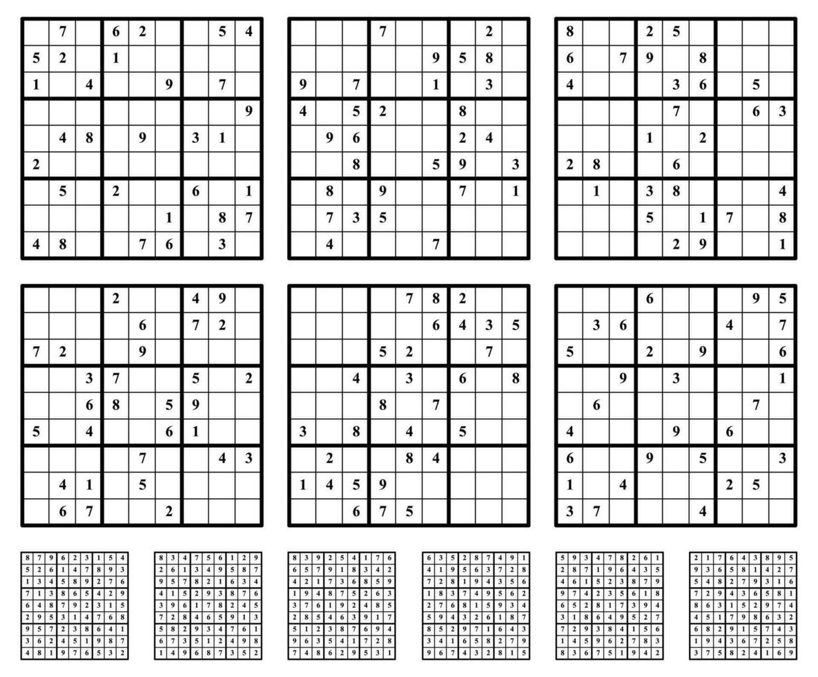 jogo sudoku com solução 15582371 Vetor no Vecteezy