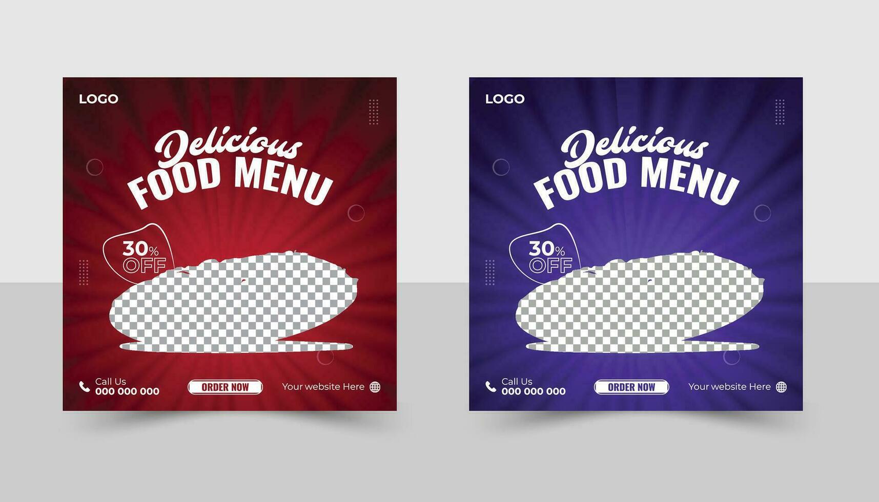 comida social medios de comunicación enviar modelo. alto resolución. conjunto de cuadrado bandera modelo diseño para comida correo. adecuado para social medios de comunicación enviar restaurante y culinario. para correo. vector