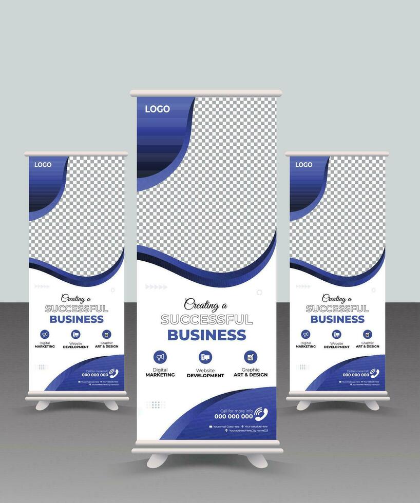 Business promotion Roll up banner,Modern x-banner and flag-banner advertising,Business Roll Up Set,Modern Exhibition roll-up design,Business Roll up banner vertical template design. vector