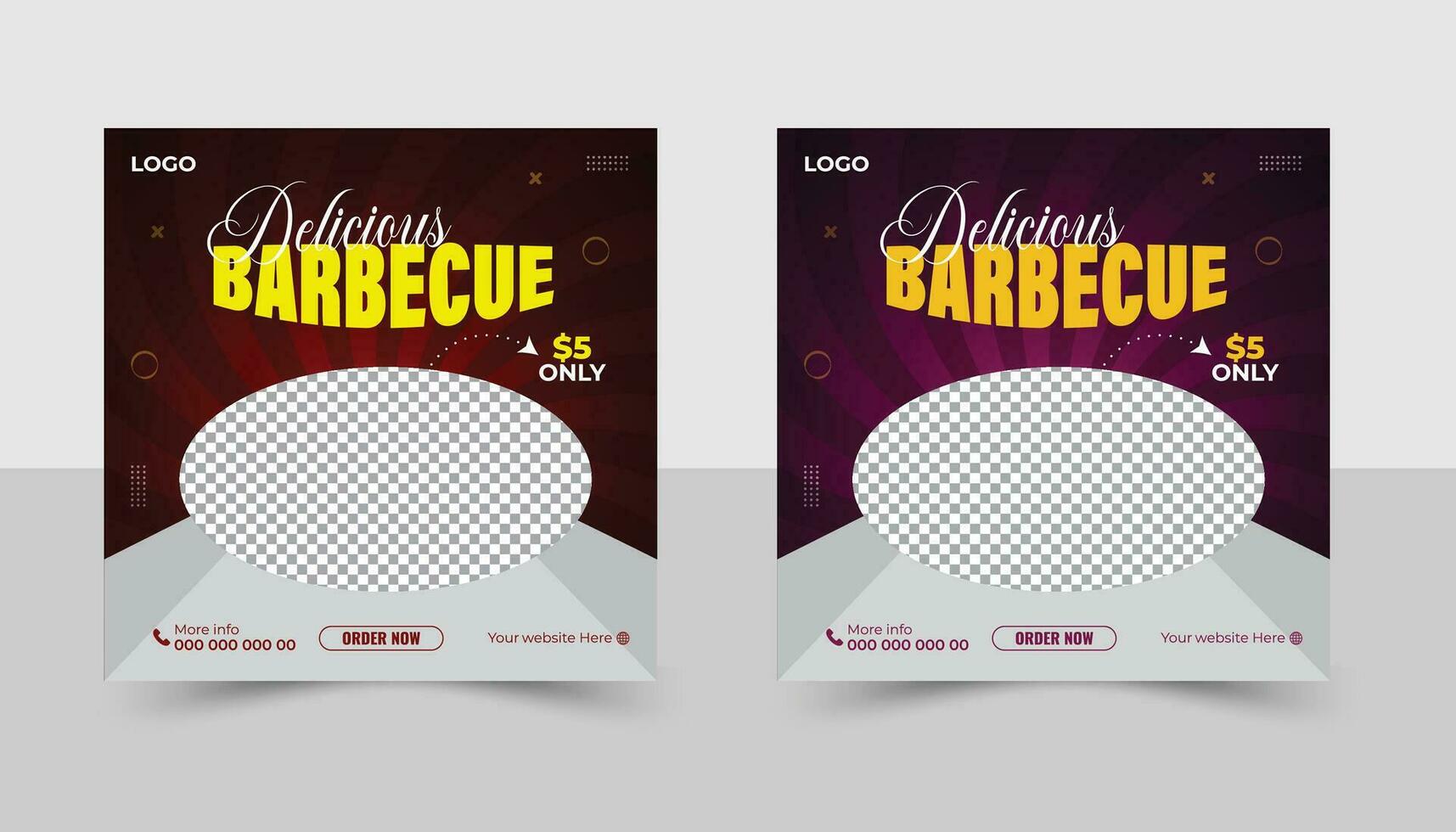 Food social media post template. high resolution. Set of square banner template design for food post. Suitable for Social Media Post restaurant and culinary. for post. vector