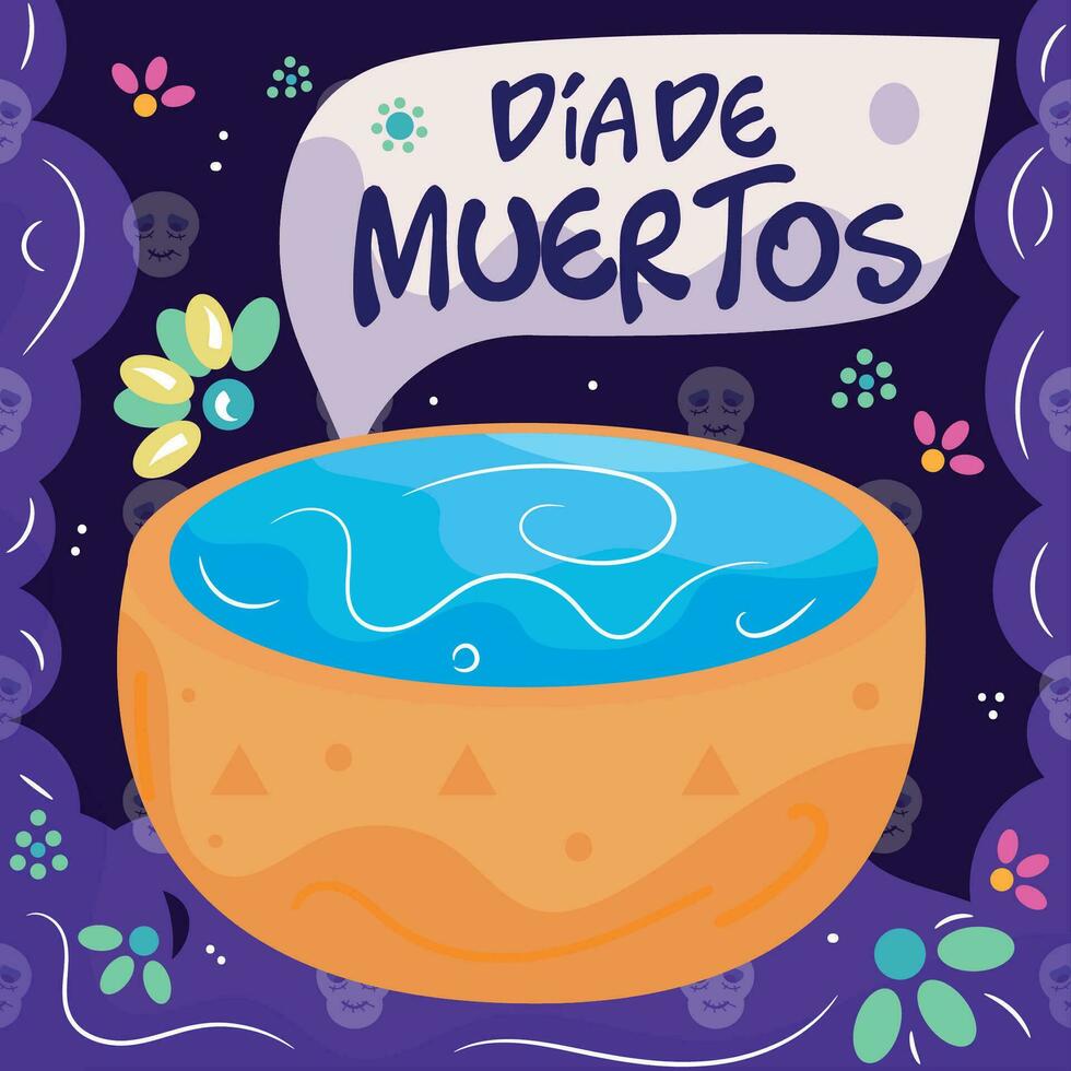 día de el muerto agua ofrecimiento vector