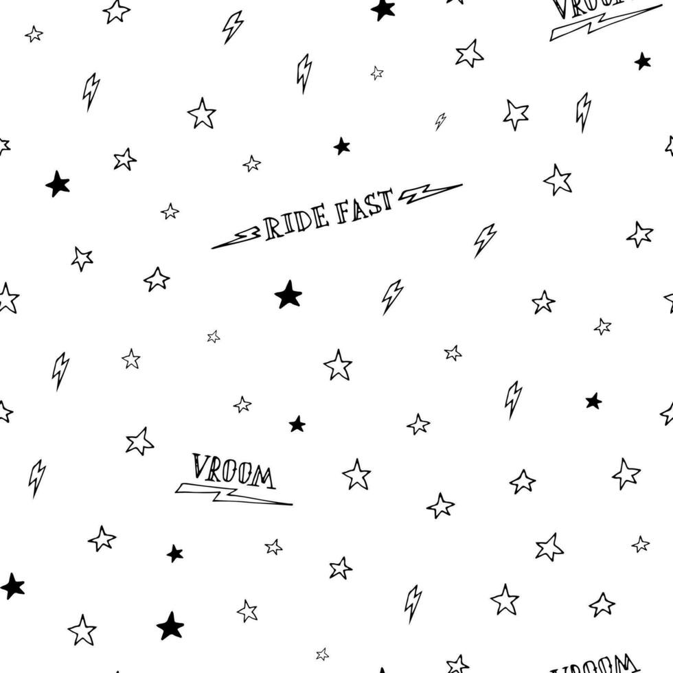 a black and white pattern with stars and words vector