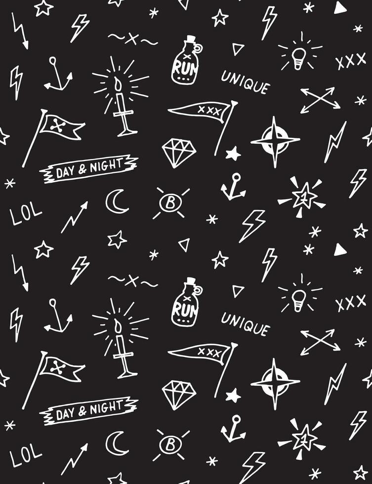 seamless pattern with various symbols and icons vector