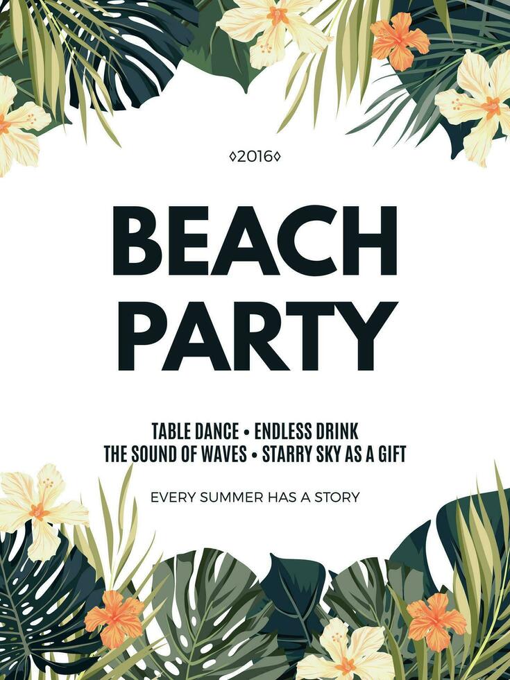 tropical summer party flyer template vector