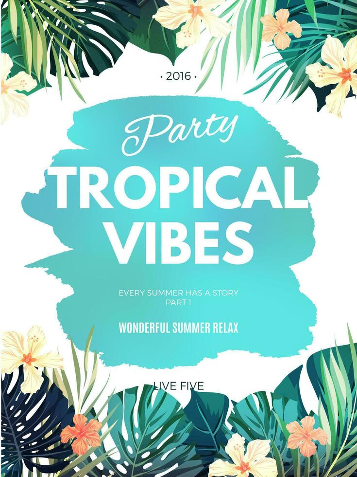 tropical summer party flyer template vector