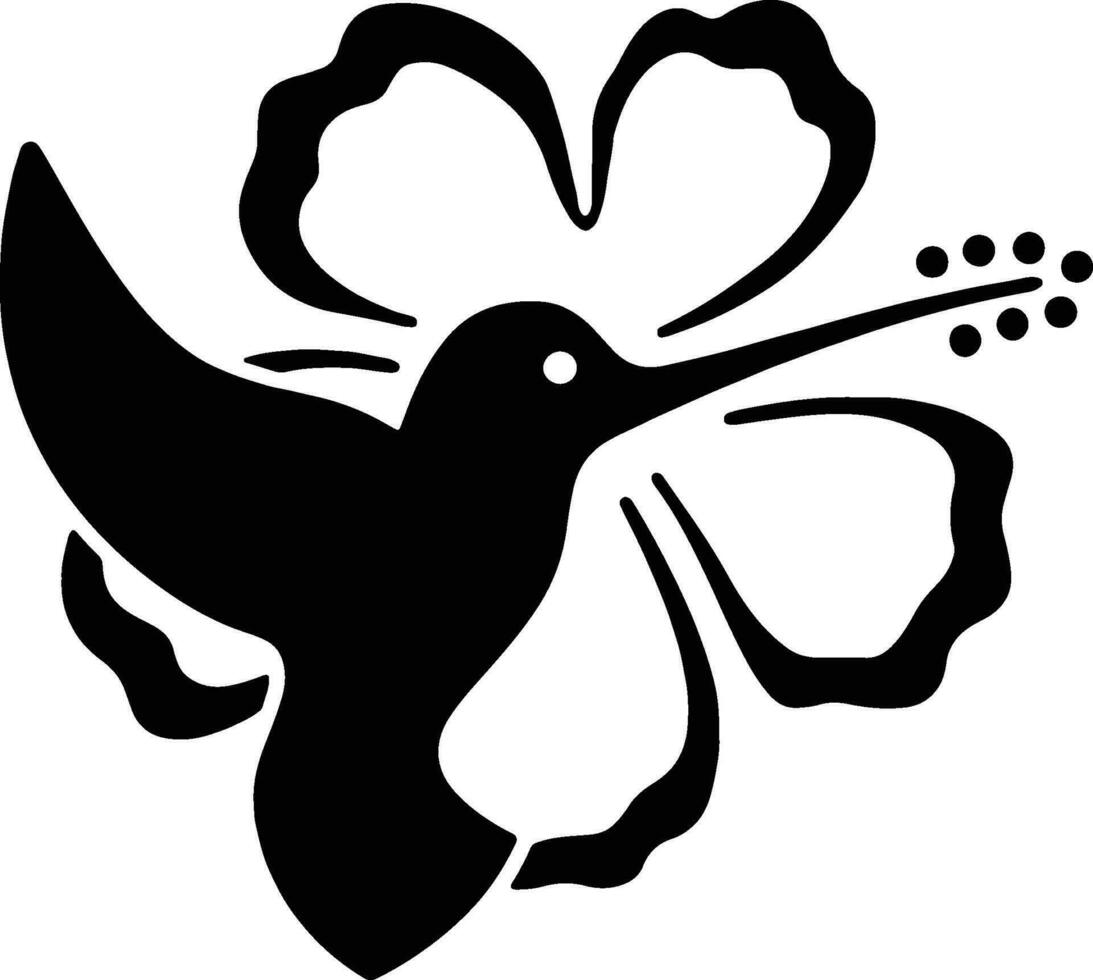 colibrí con un flor logo vector