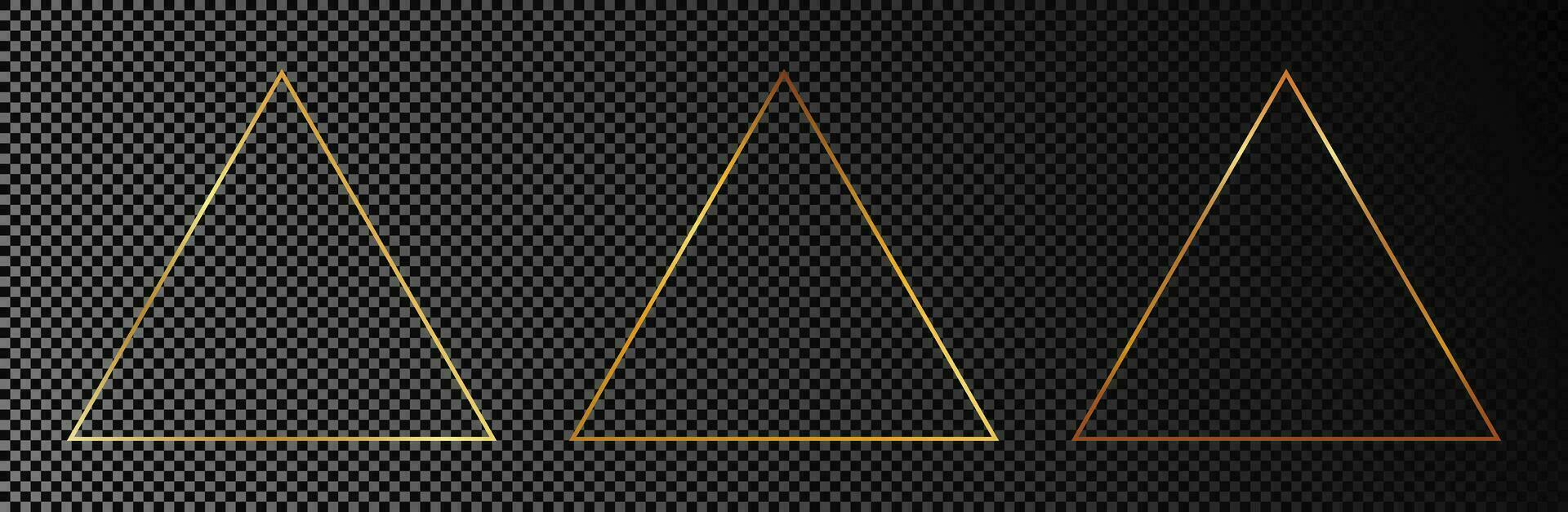 Gold glowing triangle frame vector