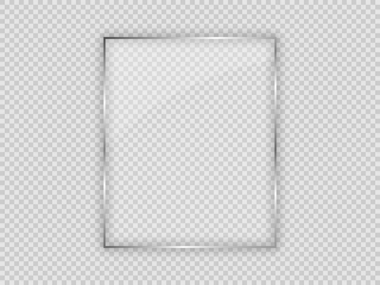 Glass plate in vertical frame isolated on background. Vector illustration.