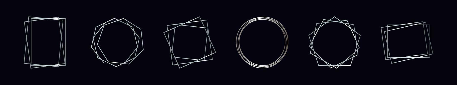 Silver geometric polygonal frame vector