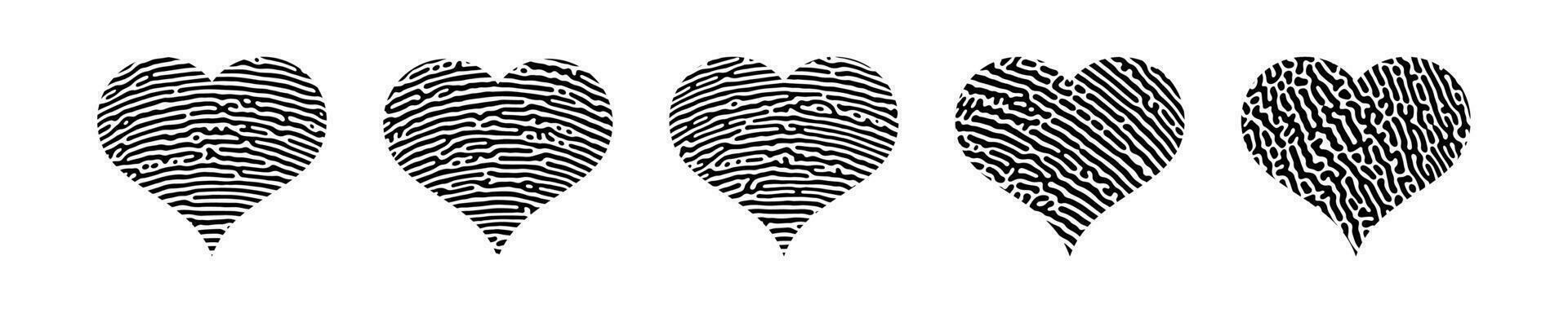 Fingerprint heart silhouette vector