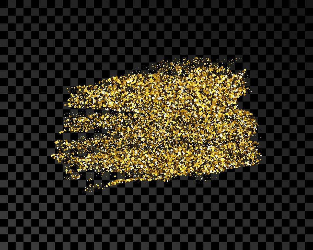 Hand drawn ink spot in gold glitter. Gold ink spot with sparkles isolated on dark background. Vector illustration