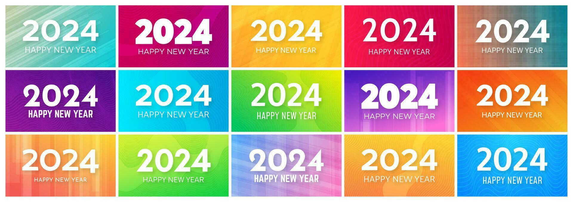 2024 Happy New Year on colorful backgrounds vector