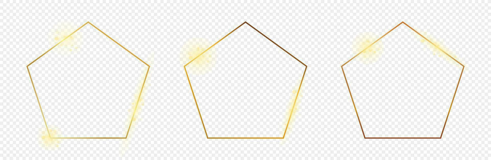 oro brillante pentágono forma marco vector