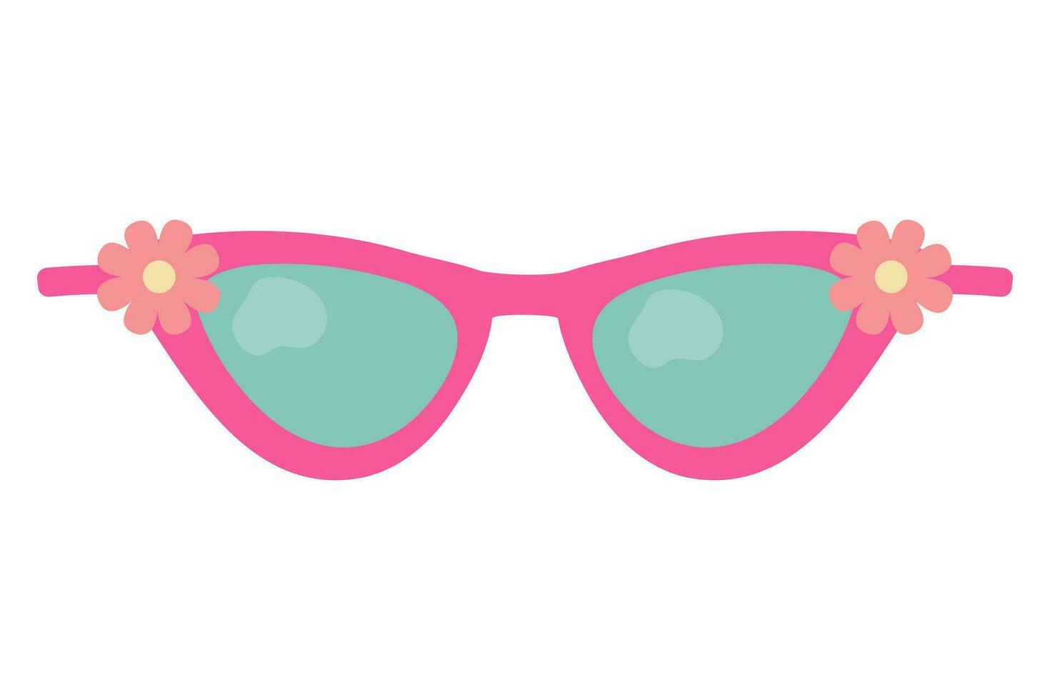 Vintage sunglasses with daisy flowers. Groovy retro fashion cartoon style. vector