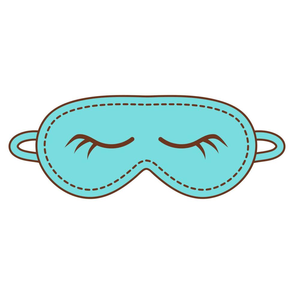 Sleep mask with eyelashes. Sleeping night eye relax accessory. Color doodle icon. vector