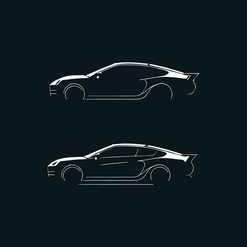 Sports car logo icon. Motor vehicle silhouette emblems. Auto garage dealership brand identity design elements. Vector illustrations.