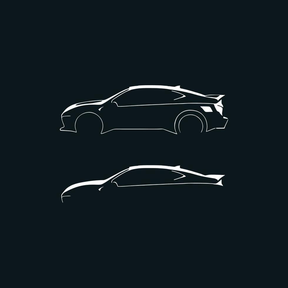 Sports car logo icon. Motor vehicle silhouette emblems. Auto garage dealership brand identity design elements. Vector illustrations.