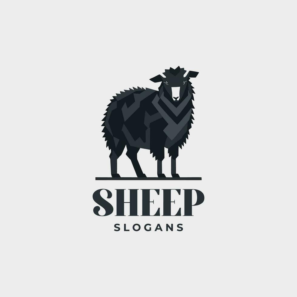 Sheep silhouette. Mammal element illustration in simple flat style isolated on white background. Vector symbol design for farm shop