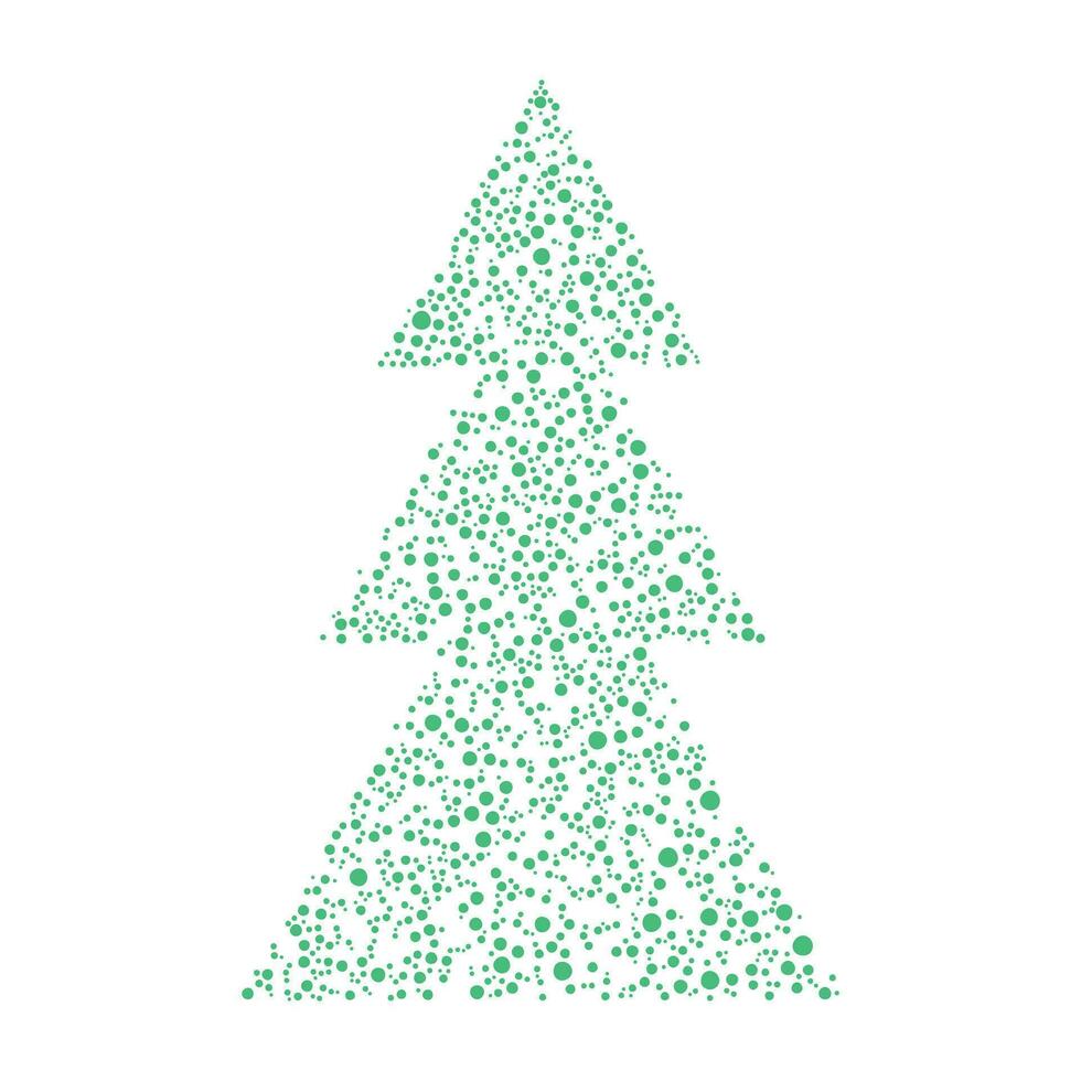 Christmas green tree made of uneven circles, flat vector illustration
