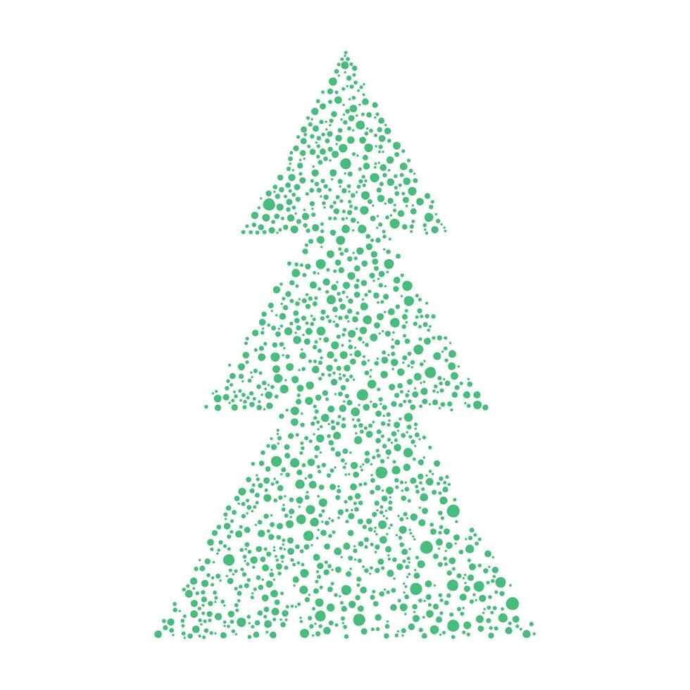 Christmas green tree made of uneven circles, flat vector illustration