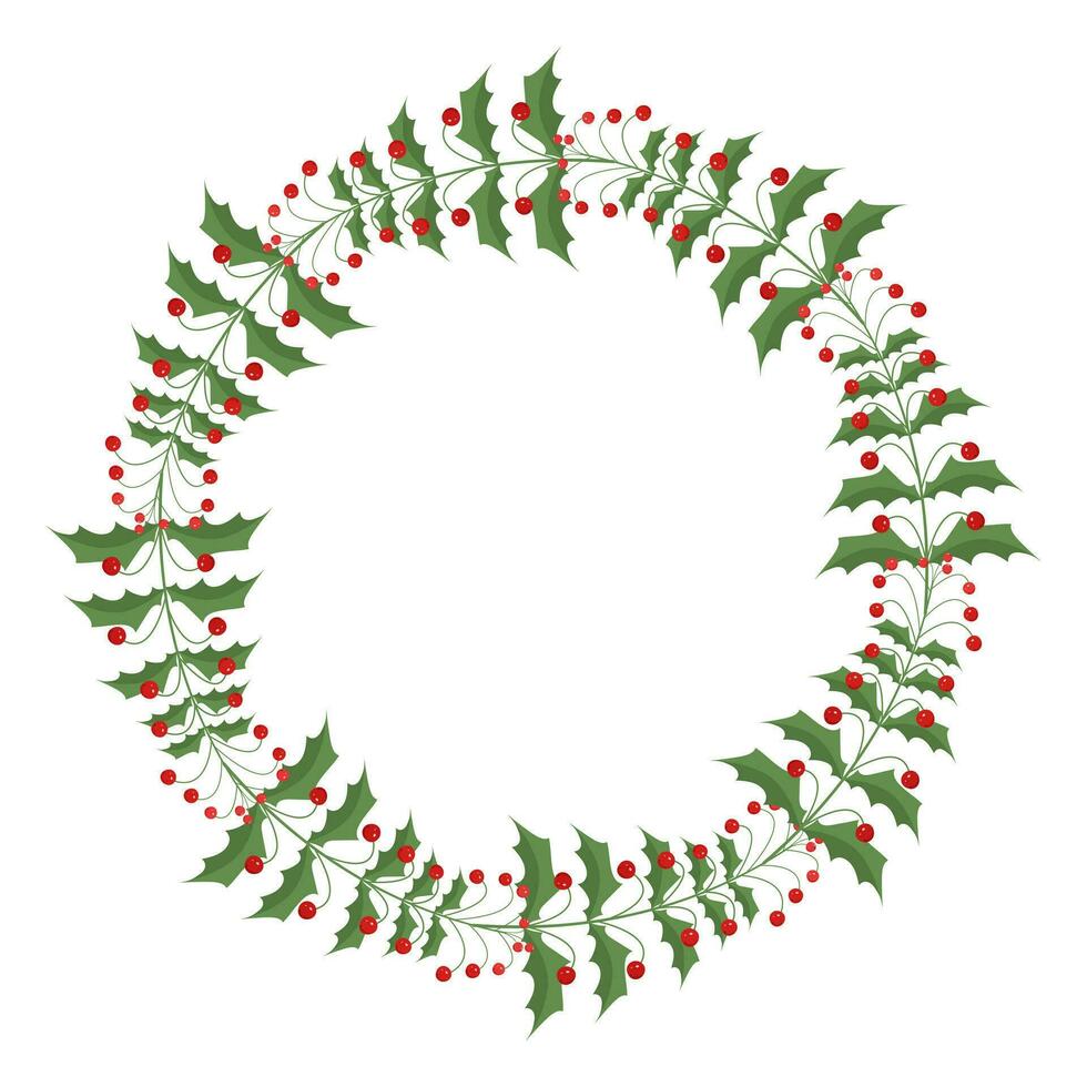 Christmas wreath with red berries, with a place for text vector