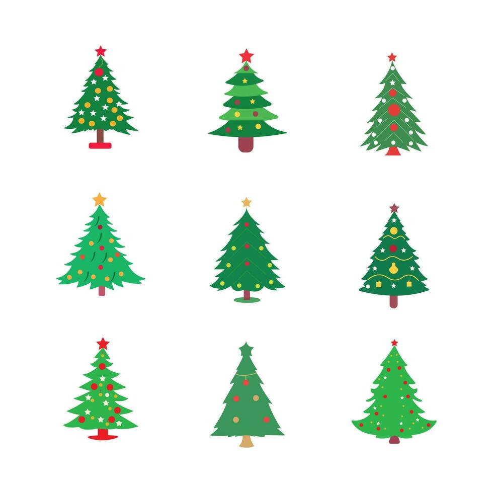 vector set of Christmas tree design elements.