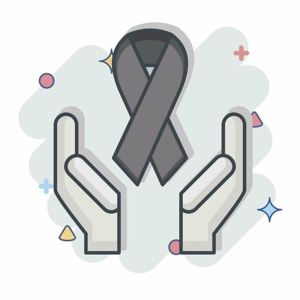 Icon Ribbon. related to World Cancer symbol. comic style. simple design editable. simple illustration vector