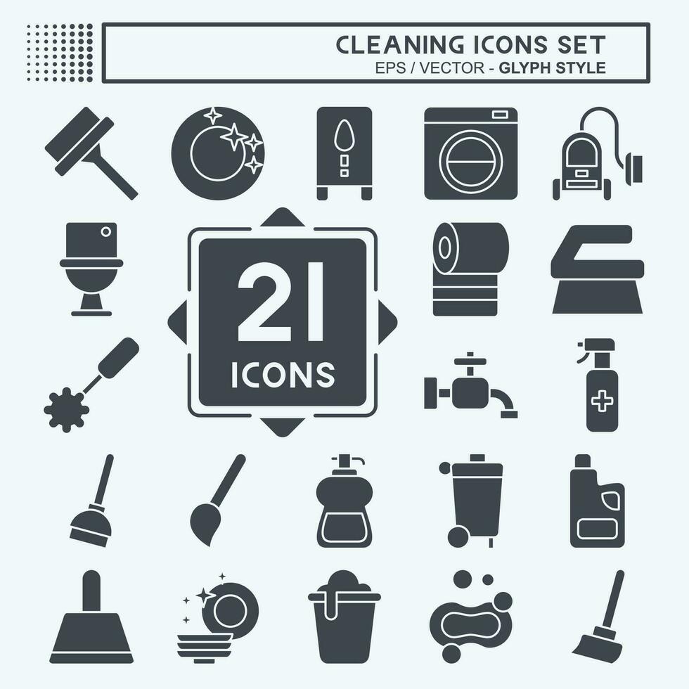 Icon Set Cleaning. related to Household Appliance symbol. glyph style. simple design editable. simple illustration vector